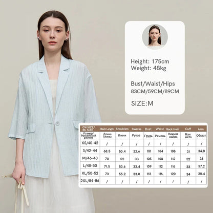 Women's Blazer 2026 Summer New Notch Lapel Single Breasted Drop Shoulder Jacket Casual Midi Length Coat For Women 12652002