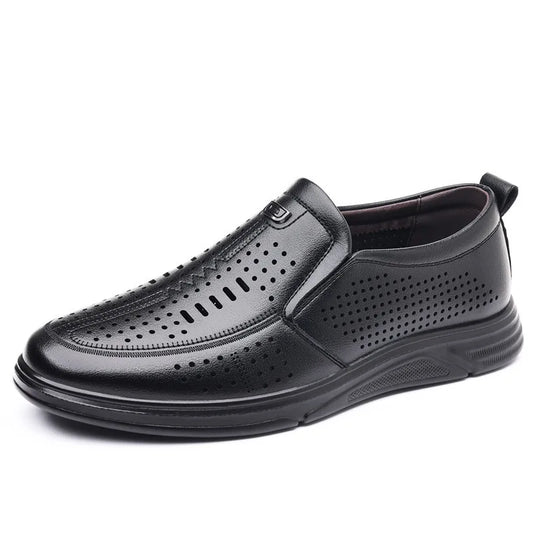 Spring Summer New Hallow Leather Shoes for Men Solid Color Fashion Dress Shoes Male Soft Sole Business Casual Shoe Man