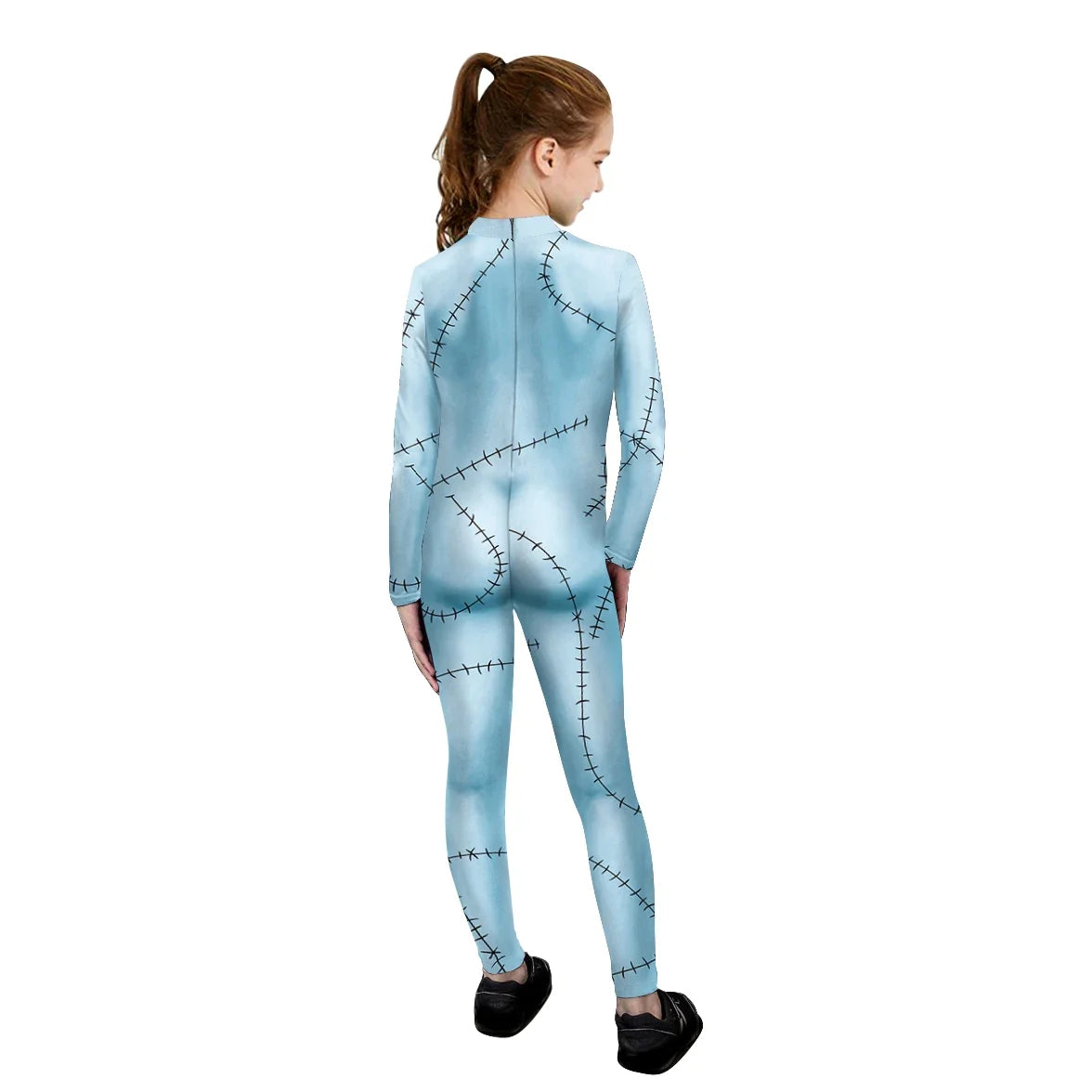 Halloween Nightmare Sally Costume Patchwork Pattern Bodysuit Fancy Disguise Suit Carnival Party Girls Zentai Catsuit