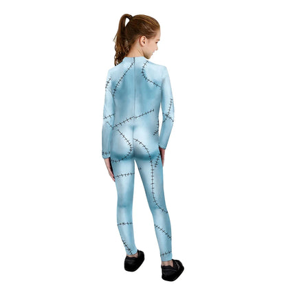 Halloween Nightmare Sally Costume Patchwork Pattern Bodysuit Fancy Disguise Suit Carnival Party Girls Zentai Catsuit