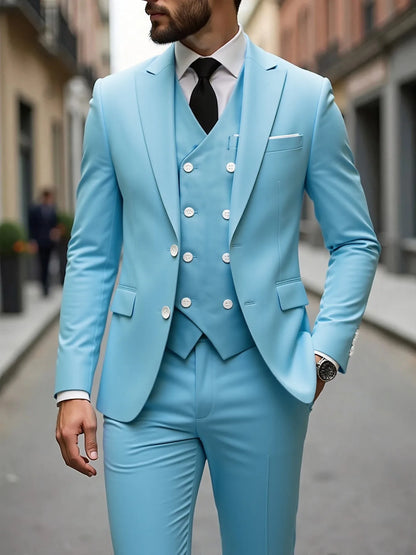 Four Seasons Wedding Groom Suit Big Size Business Formal Slim Fit Korean Style Three Piece Set Mens Tuxedo