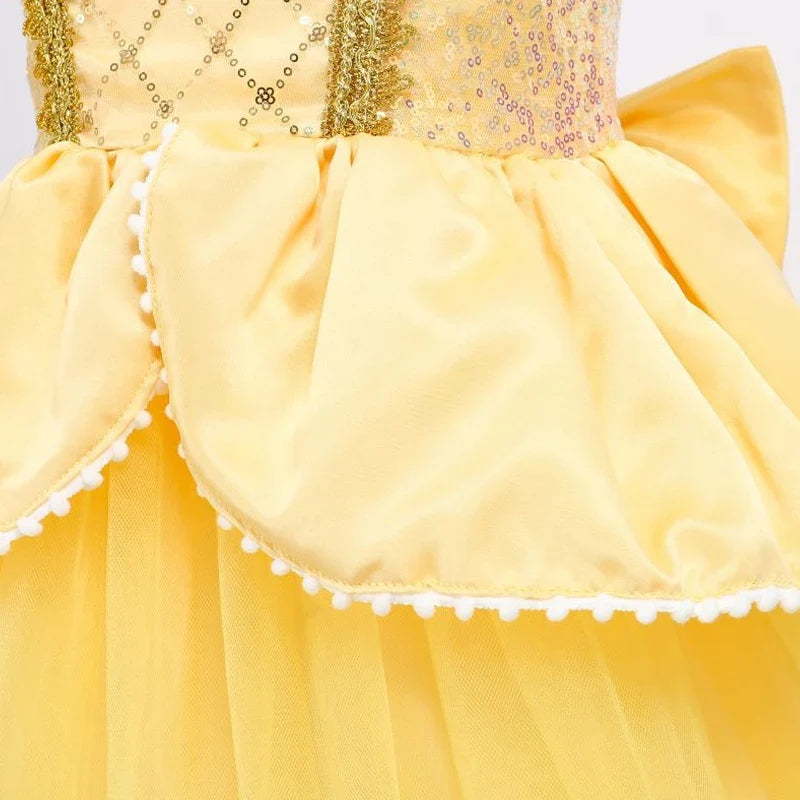 Belle Princess Dress Girls Cosplay Beauty and The Beast Cinderella Snow White Costumes Kids Halloween Carnival Clothes