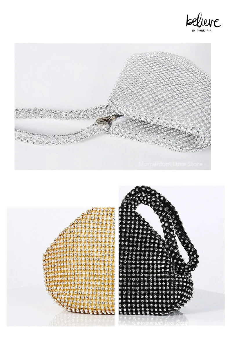 Fashion Designer Evening Bag Ladies Rhinestone Clutch Soft Purse Handbag for Women Party Gift Wedding Accessories Daily Use