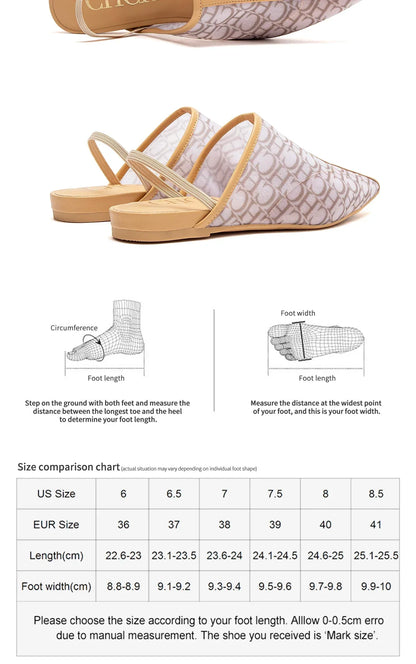 Pointed Toe Slippers Luxury Branded Casual Shoes Flat Strappy Home Outdoor Beach Walking Shoes
