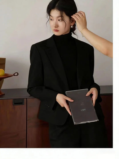 Womens Gray Collarless Blazer Cropped Open Front Suit Jacket Casual Office Outerwear
