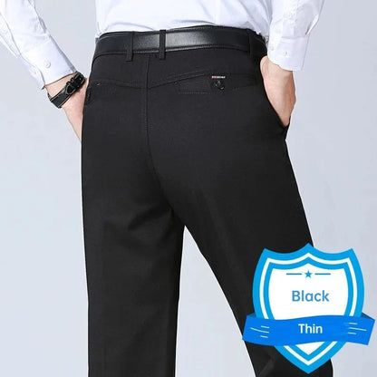New Arrival 100% Cotton Summer Autumn Men's Casual Pants Fashion Solid Black Beige Gentle Thicken Trousers Brand Smart Suit Pant