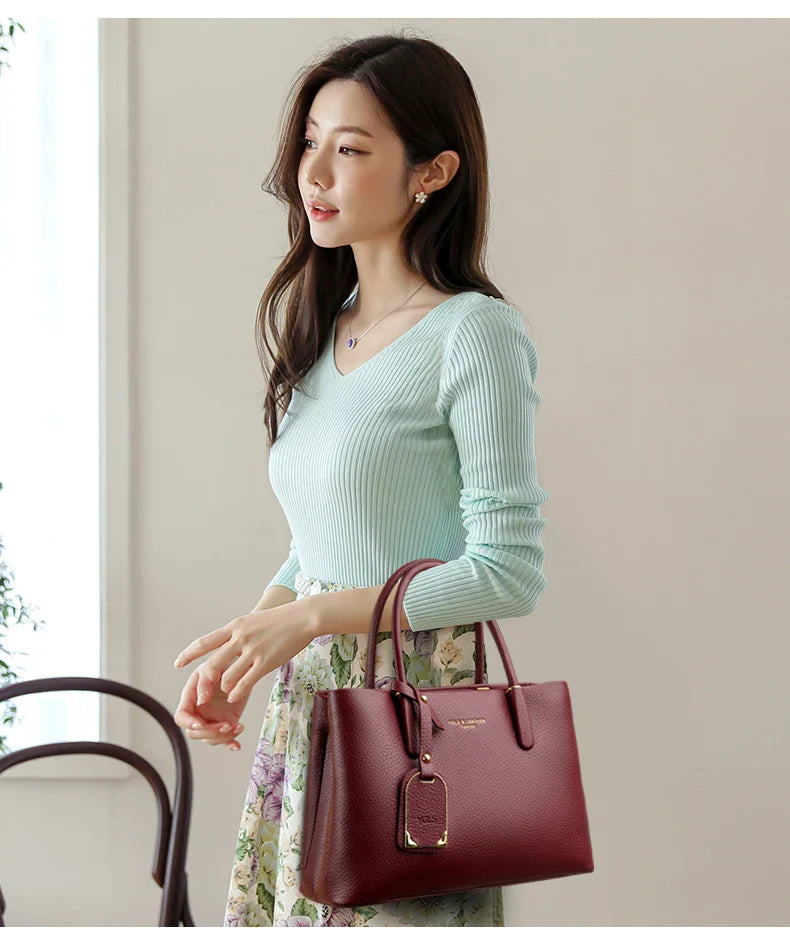 Solid Color pu leather Zipper Sweet Ladies Tote Bags on Sale 2025 High Quality Large Capacity Concise Shoulder Bags for Women