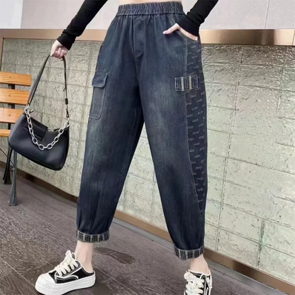Loose Casual Harlan Jeans Women's High Waist Large Size Mom's Dad's Pants Autumn New Style Comfortable Stretch Denim Skinnies