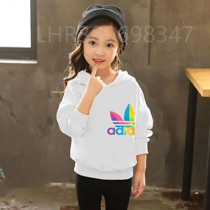 Children Fun Brand Black Clothing Hoodie Coat Sweatshirt Top+Trousers Boys Girls White Toddler 3-12Yrs Casual Kids Pullover Set