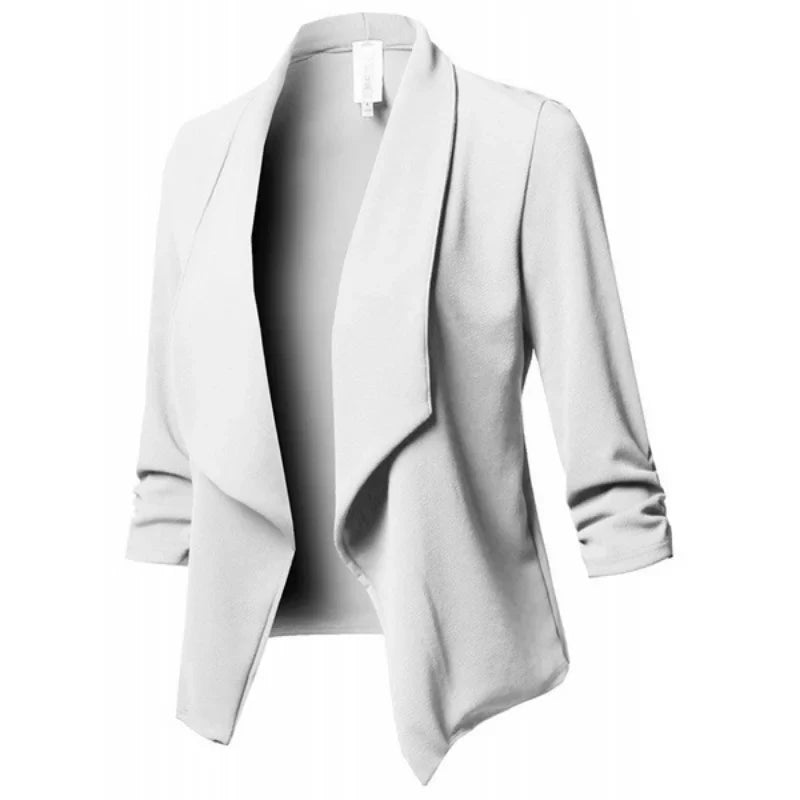 Women Blazer Jackets Female Retro Suits Coat Feminino OL Blazers Outerwear Plus Size Open Front Short Cardigan Plus Size