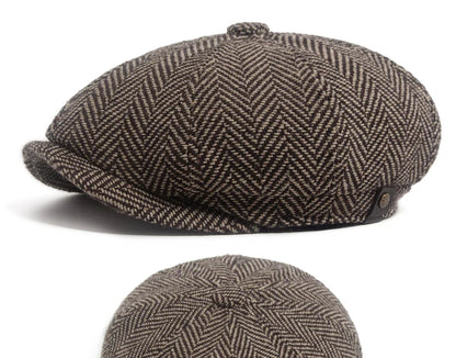 New Retro Herringbone Newsboy Cap For Men Autumn Winter Warm Beret Women Fashion Vintage Hat Hip Hop Female Flat Caps Berets