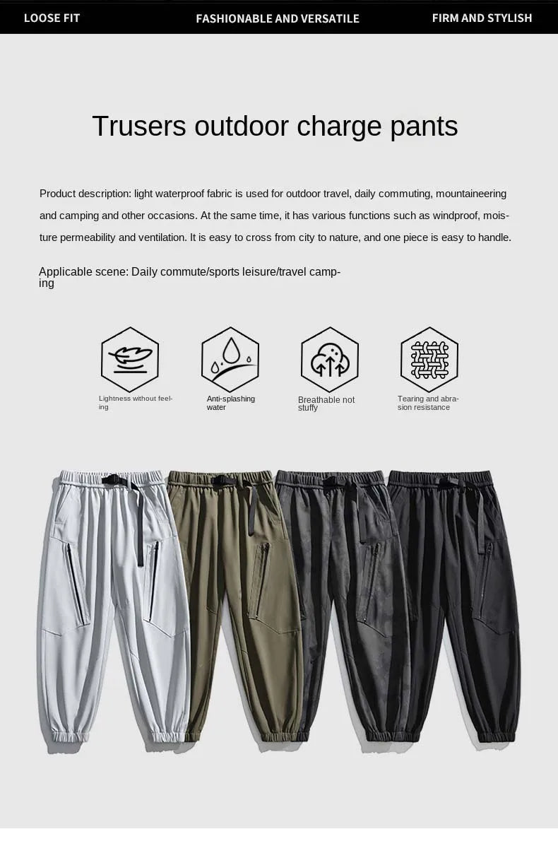 Hiking Pants Men Waterproof Windproof Pants Breathable Loose Trousers Fishing Cycling Trekking Camping Outdoor Sport Pant Autumn