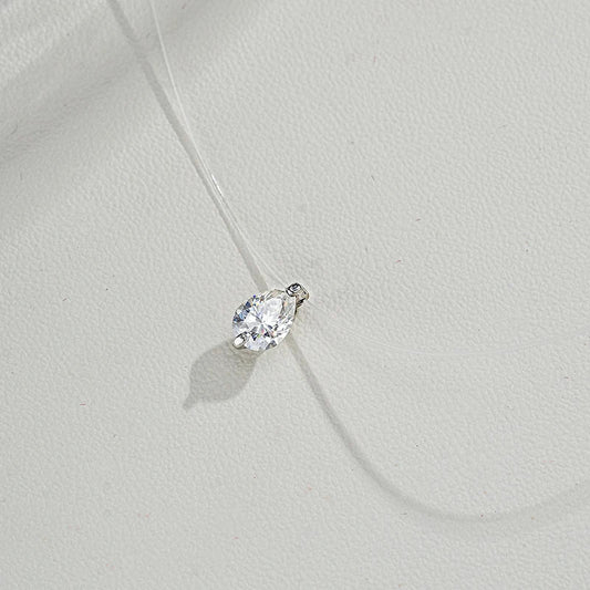 0.8CT 5*7MM Fishing Line Moissanite Necklace for Women Pear Cut Classic Pendant S925 Sterling Silver Jewelry Wholesale