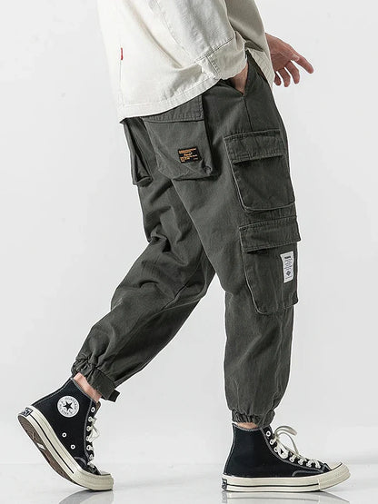 Korean Streetwear Cargo Jogger Pants Men Joggeing Loose Casual Sport Ankle-Lenght Trousers Fashion Sweatpants Male