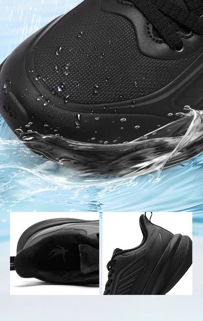 YUYI 4 Winter Running Shoes Men's Sports Shoes Waterproof Absorbing Lightweight Black Fleece Sneakers QXB023244007B