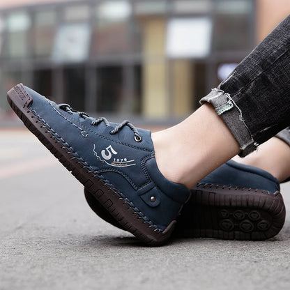 New Large-Sized 100% Cowhide Men's Boots Fashionable Casual Thick-Soled Breathable Men's Leather Shoes Outdoor Sports Chelsea