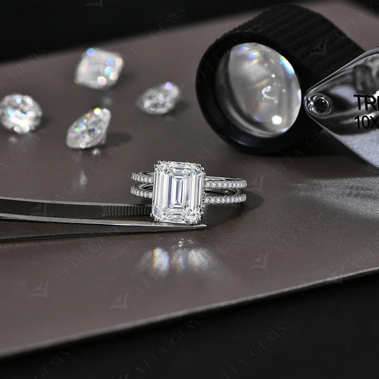 Bague diamant moissanite taille émeraude 5 carats pour femmes hommes 11*9mm D VVS1 argent 925 bijoux de mariage avec certificat