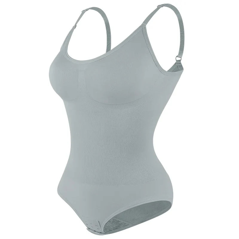 Women Seam-free Sleeveless V-Neck Bodysuit Shapewear Tummy Control Body Shaper Tank Top Red Blue