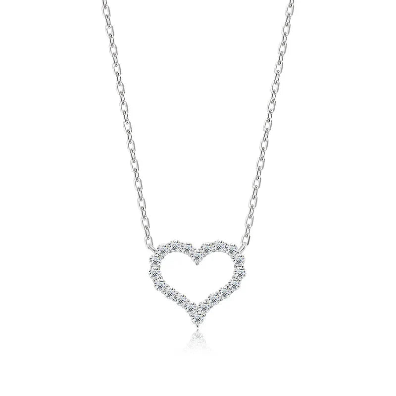 2CT Pass Tested Moissanite Heart Necklace for Women S925 Silver Plated Platinum Simulated Diamonds Pendant Birthday Gift