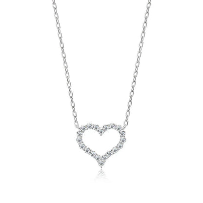 2CT Pass Tested Moissanite Heart Necklace for Women S925 Silver Plated Platinum Simulated Diamonds Pendant Birthday Gift