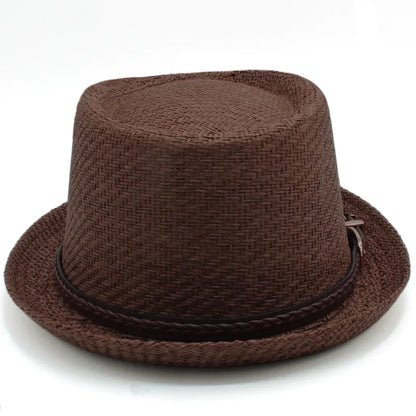 Men Women Straw Pork Pie Hats Summer Sunhat Boater Caps Sailor Sombrero Beach Fedora Trilby Outdoor Travel US Size 7 1/4 UK L