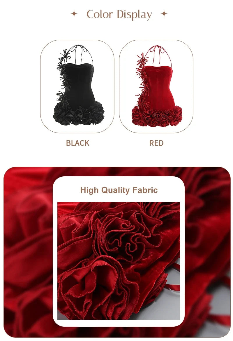 Halter Sleeveless Style Corset Mini Dress with Unique Embellishments for a Special Night Out Evening Gown
