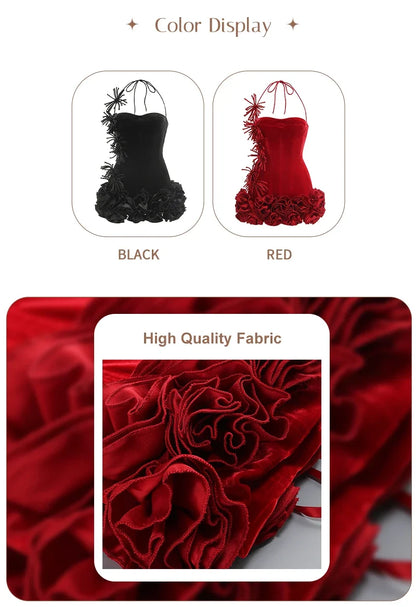 Halter Sleeveless Style Corset Mini Dress with Unique Embellishments for a Special Night Out Evening Gown
