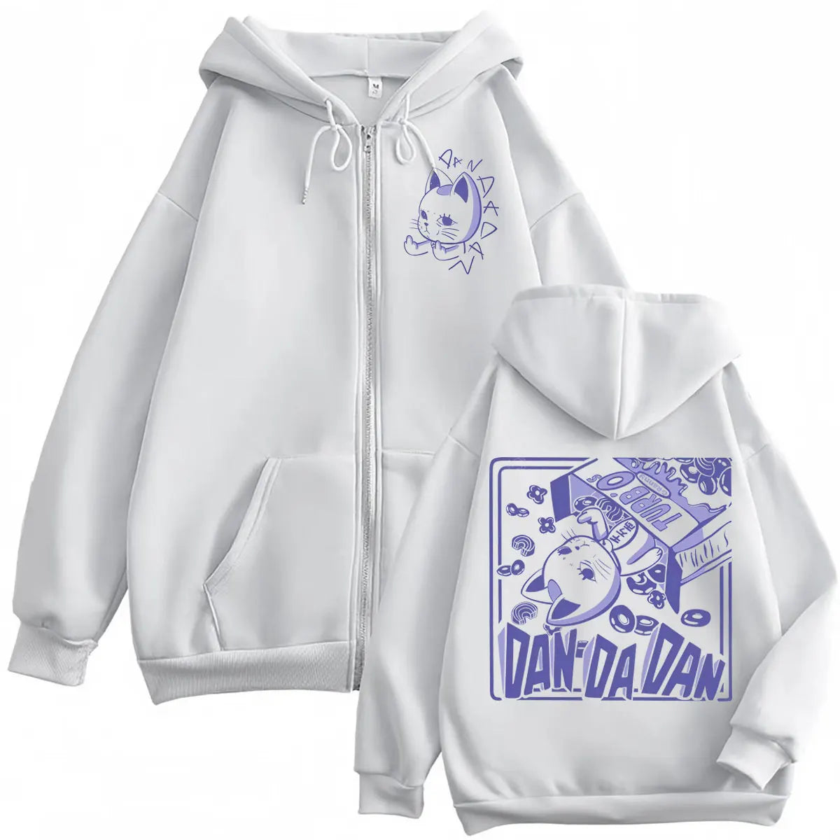Anime Dandadan Turbo Granny Double Sided Print Zipper Hoodie Japanese Manga Style Zip Up Sweatshirts Men Women Casual Pullovers
