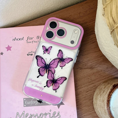 5 Color Change Luminous Call Light Up Flash Romantic Purple Butterfly Phone Cover Case for iPhone 17 16 15 14 13 Pro Max Plus