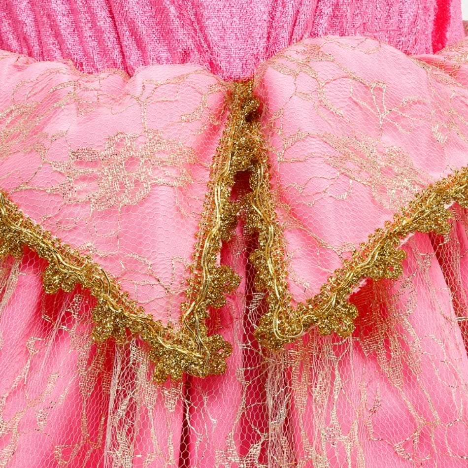 Girls Sleeping Beauty Aurora Princess Halloween Cosplay Dress Off Shoulder Kids Gift Carnival Party Fancy Princess Clothing