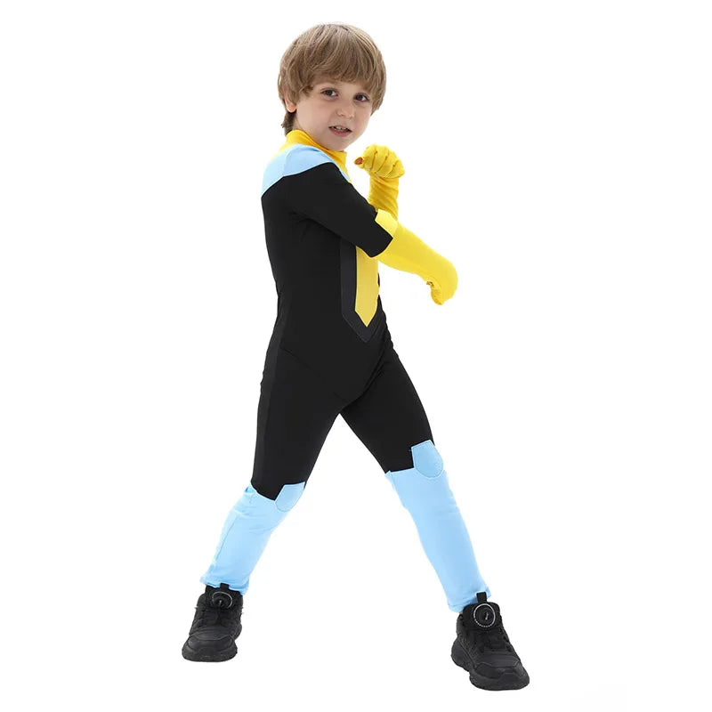 Anime Kids Invincible Costume Boys Omni-man Mark Grayson Cosplay Child Superhero Girls Atom Eve Pink Jumpsuit Halloween Costume