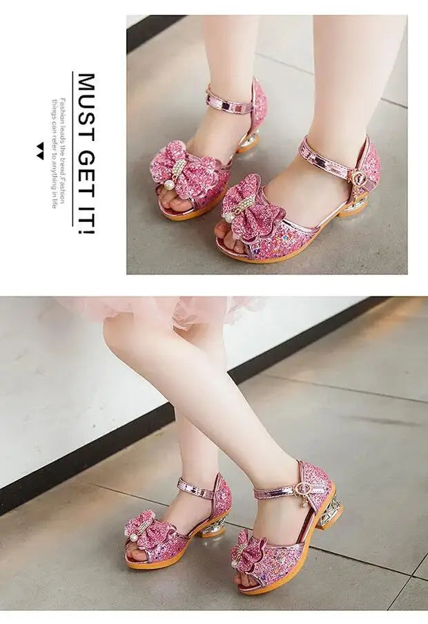 2026 Spring New Children's Shoes   Princess  Shoes Girl's Fashion Sandals Crystal Princess Shoes