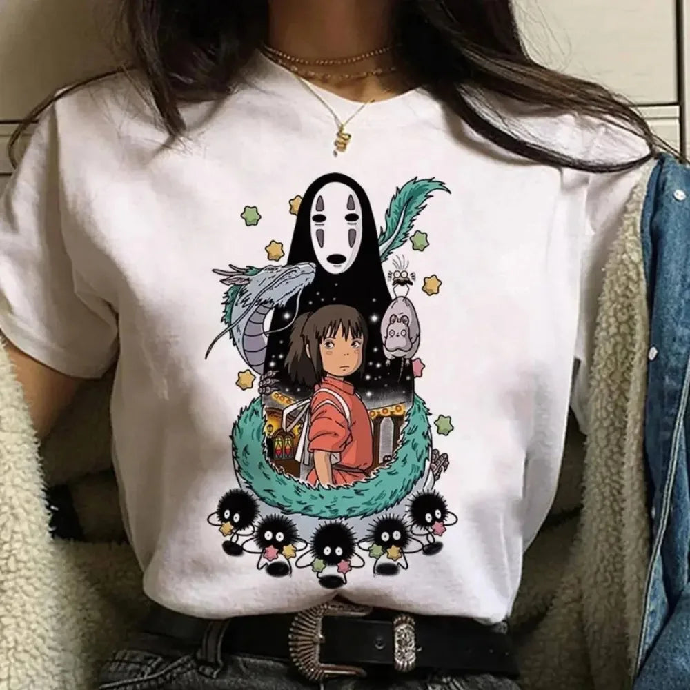 Summer Comfortable Casual Short Sleeve T-Shirt Japanese Anime Harajuku Cute Clothing T-Shirt Women's Clothing Fashion Top Y2k