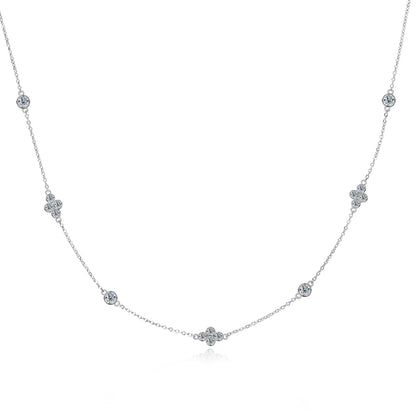 925 Sterling Silver Choker Necklaces 3mm Moissanite Clover Necklace for Women Neck Chain Female Jewelry Gift