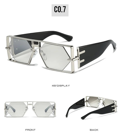 2025 New Hollow Sunglasses Men Women Hip Hop Internet Celebrities Ins Fashion Sun Glasses Ladies Female Alloy Frame Square UV400