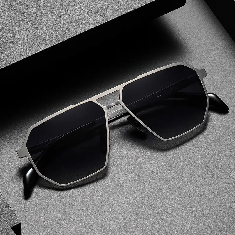 2026 New Fashion Pure Titanium Frame Polarized Sunglasses Men Luxury Glasse Frame  Retro Square