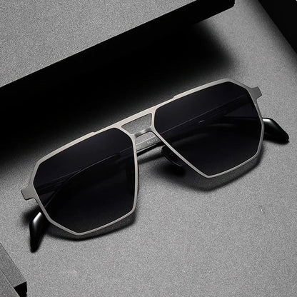 2026 New Fashion Pure Titanium Frame Polarized Sunglasses Men Luxury Glasse Frame  Retro Square
