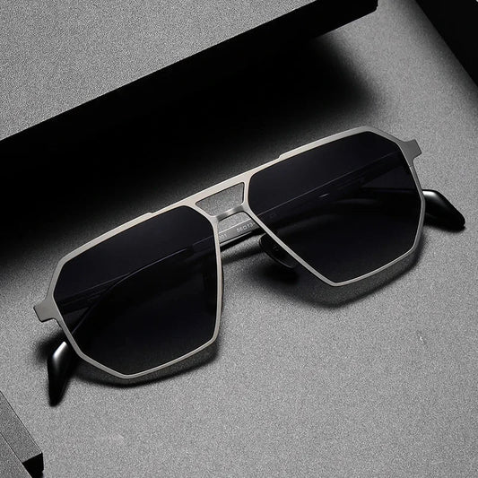 2026 New Fashion Pure Titanium Frame Polarized Sunglasses Men Luxury Glasse Frame  Retro Square