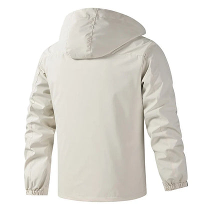 Hooded Waterproof Jacket Men Outdoor Softshell Zip Up Outwear Windbreaker Hiking Camping Coats Lightweight Spring Autumn Coats