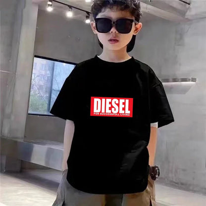 Boys Girls Age 3-12 Tee+shorts Suit Children Short Sleeve T-shirts Casual Pink Black Fashion Summer Child Loose Clothes