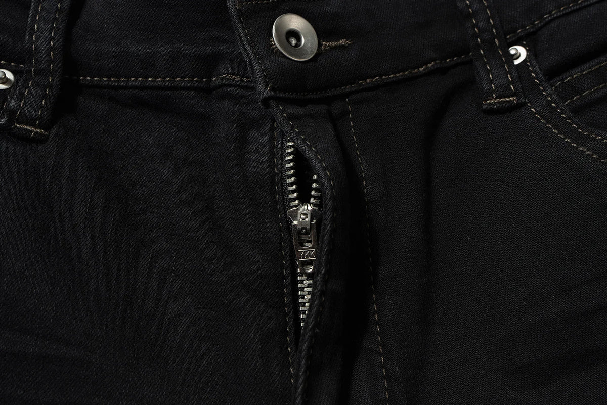 Style Ribbons slightly Stretch Baggy Flared Jeans for Men High Street Black Color Boom Cut Oversized Casual Denim Trousers