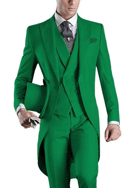 Costume Homme 3 Pieces Fashion Tuxedos Groom Wedding Men Suits Tuxedo Terno Masculino De Pour Hommes Blazer (Jacket+Pants+Vest)
