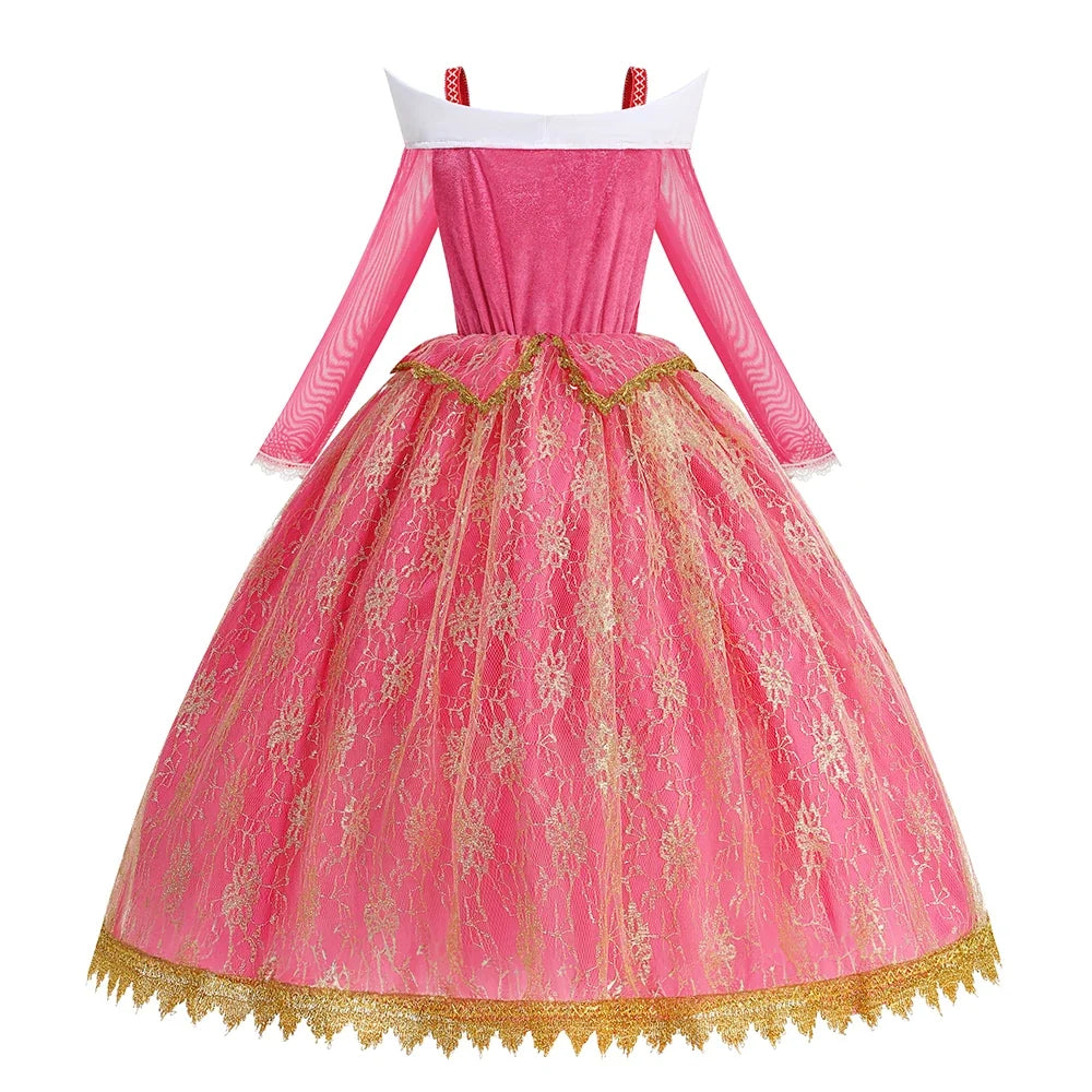 Girls Princess Costume Aurora Vestidos Cosplay Dress Girls Halloween Carnival Birthday Outfit Party Ball Gown