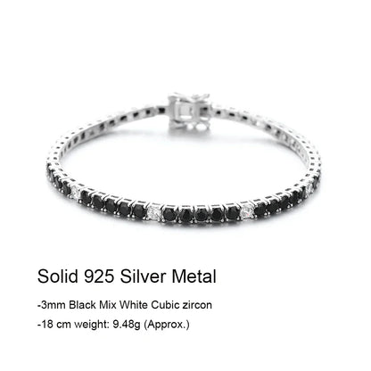 Fine Jewelry 3mm Montana Blue/Emerald Green/Ruby Red/Turquoise/Black Cubic zircon 925 Silver Tennis Bracelet