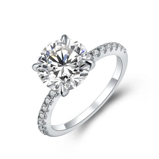ATTAGEMS 2023 Nouvelle marque Bague en or jaune 18K 14K 10K Moissanite coupe ronde 3.0CT pour femme, cadeau d'anniversaire ou de mariage