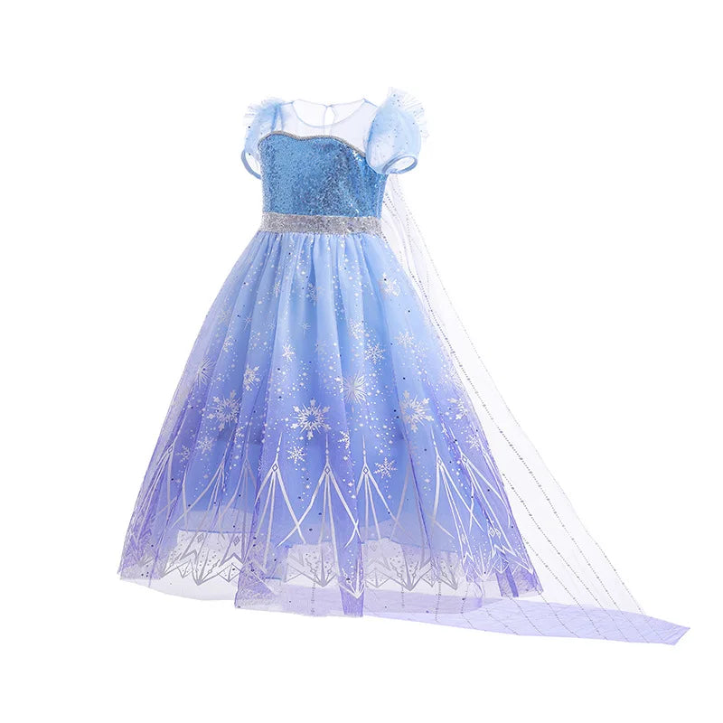 Halloween Girl Elsa Role Playing Dress Light Up Halloween Frozen Carnival Apparel Girls Birthday Cosplay Princess Glowing Dress