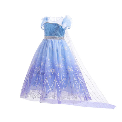 Halloween Girl Elsa Role Playing Dress Light Up Halloween Frozen Carnival Apparel Girls Birthday Cosplay Princess Glowing Dress