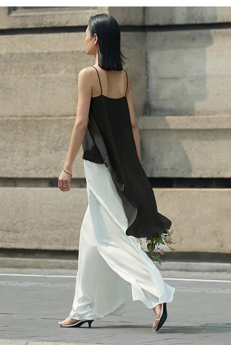 Women's Tank Top 2026 Summer New Strapless Double Layer Chiffon Cami Casual Flowy Asymmetrical Sleeveless Tops 12642154