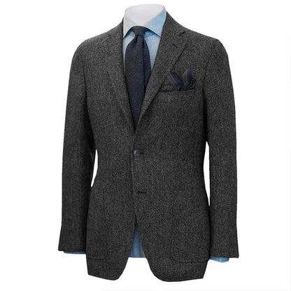 Men's Suit Herringbone Blazer Prom Tuxedos Wool Tweed Single Breasted Formal Bussiness/Wedding Jacket（Only Coat）