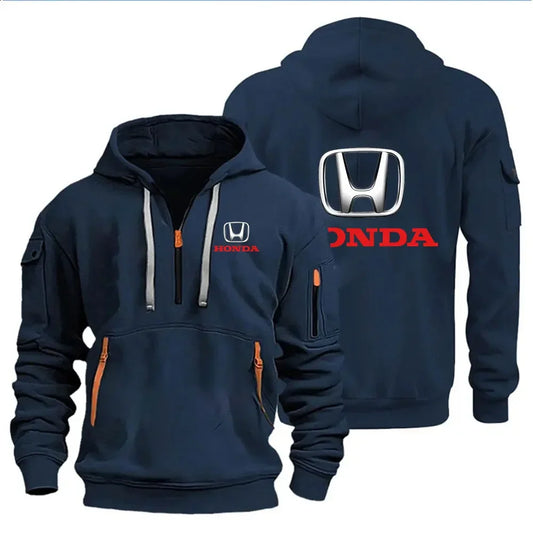 Autumn and Winter Men's Honda Logo Print Casual Hoodie Sportswear Fleece Warm Jacket Suit Shirt Outdoor Racing Fan Clothing